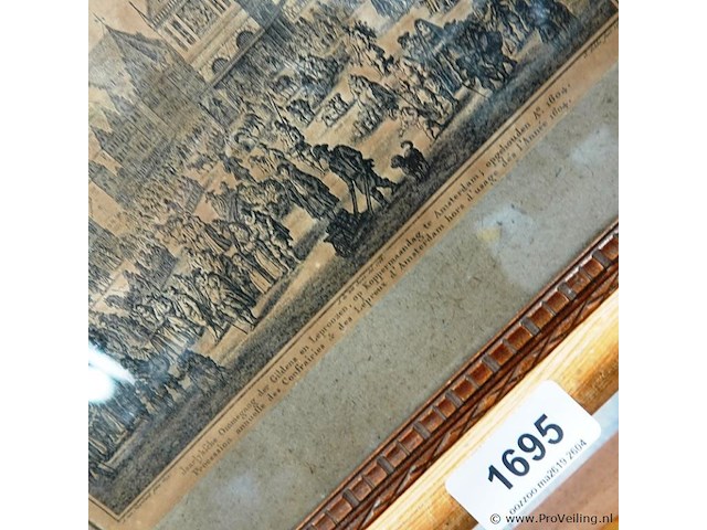 Antieke druk jaarlijkse ommegang der gilden en leproozen op koppersmaandag te amsterdam - afbeelding 3 van  5