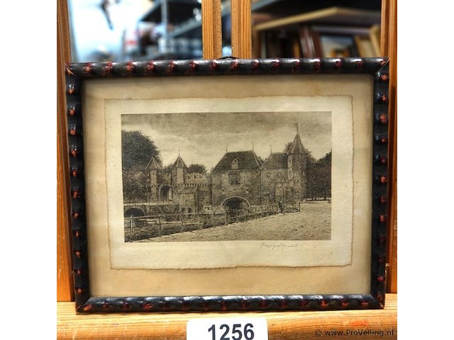 Antieke druk koppelpoort in amersfoort - afbeelding 1 van  5