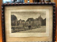 Antieke druk koppelpoort in amersfoort - afbeelding 1 van  5