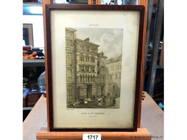 Antieke druk maison en style renaissance (aue du pont) - afbeelding 1 van  5