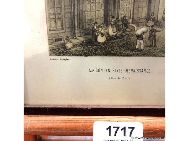 Antieke druk maison en style renaissance (aue du pont) - afbeelding 3 van  5