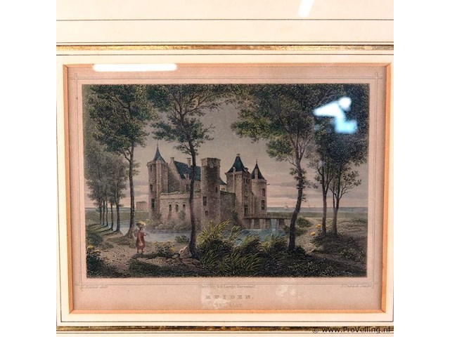 Antieke druk muiden, het slot - afbeelding 2 van  5