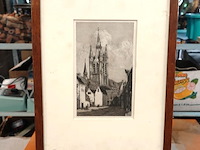 Antieke druk oude kerk te delft - afbeelding 1 van  5