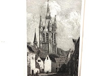 Antieke druk oude kerk te delft - afbeelding 2 van  5