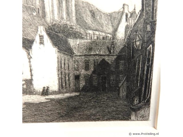 Antieke druk oude kerk te delft - afbeelding 3 van  5