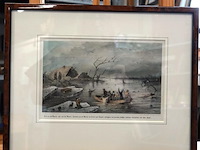 Antieke druk watersnoodramp van 1861 in het land van maas en waal - afbeelding 1 van  5