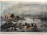Antieke druk watersnoodramp van 1861 in het land van maas en waal - afbeelding 2 van  5