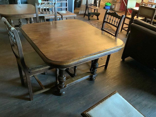 Antieke eethoek met 4 stoelen - afbeelding 3 van  3