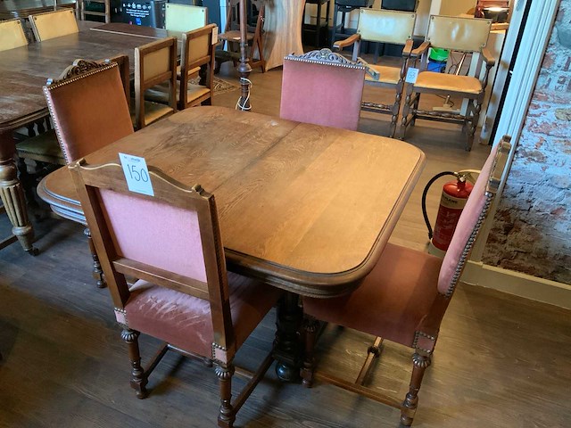 Antieke eethoek met 4 stoelen - afbeelding 1 van  2