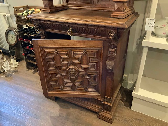 Antieke eiken beeldenkast - afbeelding 4 van  4