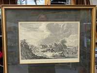 Antieke ets de dijkdoorbraak bij millingen aan de rijn op 7 februari 1799 - afbeelding 1 van  5