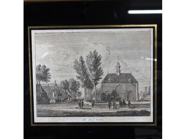 Antieke ets dorp wamel - afbeelding 2 van  5