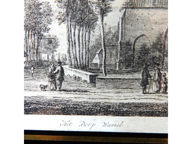 Antieke ets dorp wamel - afbeelding 3 van  5