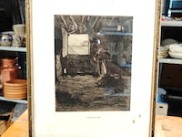 Antieke ets genaamd "de weduwe" van de nederlandse kunstenaar herman johannes van der weele (1852-1930). - afbeelding 1 van  5