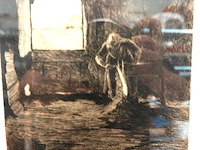 Antieke ets genaamd "de weduwe" van de nederlandse kunstenaar herman johannes van der weele (1852-1930). - afbeelding 3 van  5
