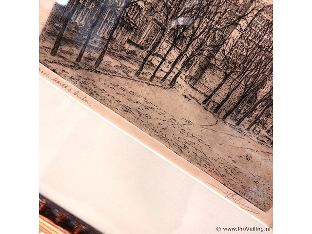 Antieke ets grote markt arnhem - afbeelding 3 van  5