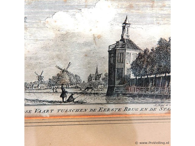 Antieke ets haarlem - afbeelding 3 van  5