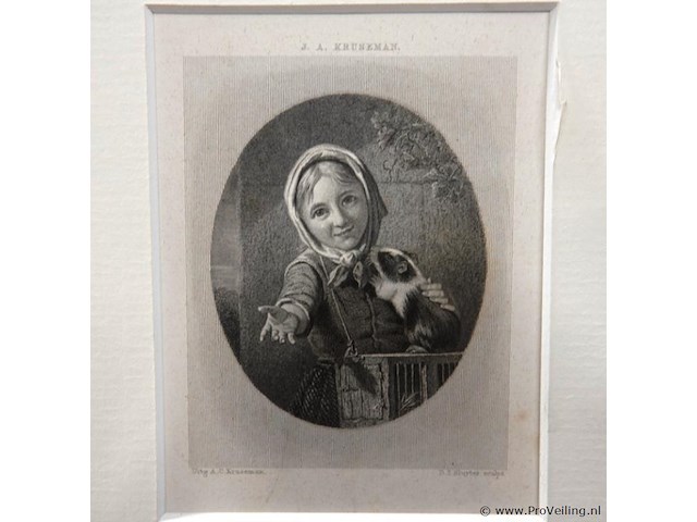 Antieke ets in passe-partout - afbeelding 2 van  5