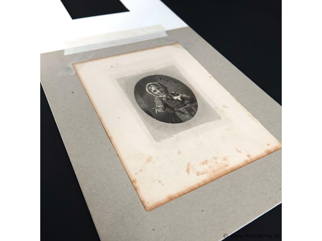 Antieke ets in passe-partout - afbeelding 4 van  5