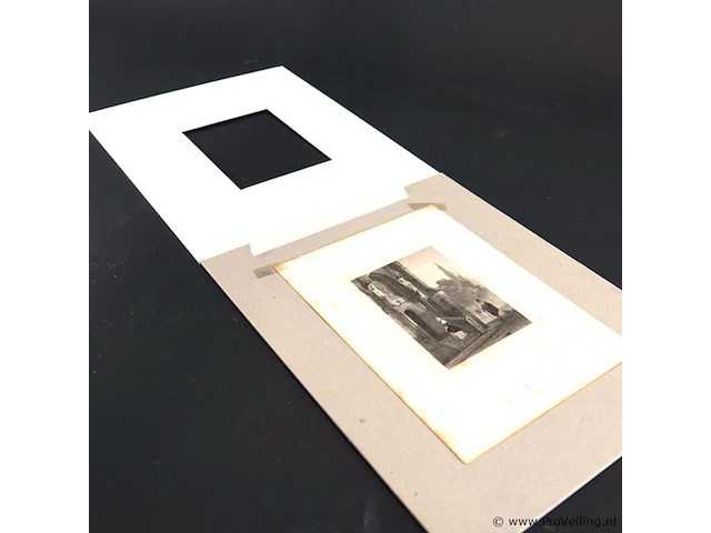 Antieke ets in passe-partout - afbeelding 4 van  5