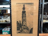 Antieke ets lange jan te middelburg - afbeelding 1 van  5