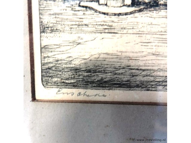 Antieke ets nederlandse hervormde kerk in enschede - afbeelding 4 van  5