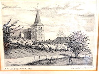 Antieke ets r.k. kerk te mook - afbeelding 2 van  5