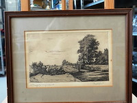 Antieke ets 't bruggetje - afbeelding 1 van  4