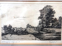 Antieke ets 't bruggetje - afbeelding 2 van  4