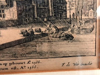 Antieke ets van de oude kerk in amsterdam - afbeelding 4 van  5
