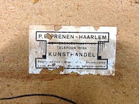 Antieke ets van een middeleeuws straatje in brugge, gesigneerd door de kunstenaar j.k. brugge - afbeelding 5 van  5