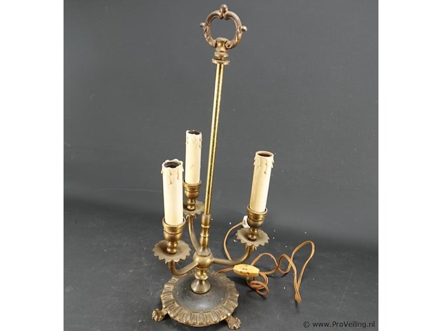 Antieke franse 3 punts bouillotlamp - afbeelding 2 van  5