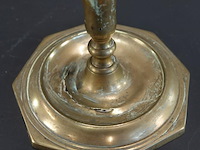 Antieke geelkoperen of bronzen barok kandelaar - afbeelding 4 van  5