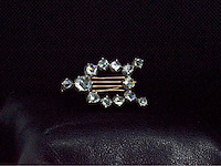 Antieke gouden harp broche met roos geslepen diamanten