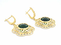 Antieke gouden oorbellen met groene edelstenen - afbeelding 6 van  10