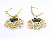 Antieke gouden oorbellen met groene edelstenen - afbeelding 8 van  10