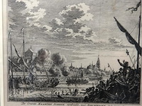 Antieke gravure de overste maarten schenk verdrinkt voor nieuwmegen in 't jaar 1589 - afbeelding 2 van  5