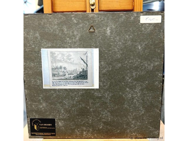 Antieke gravure de overste maarten schenk verdrinkt voor nieuwmegen in 't jaar 1589 - afbeelding 4 van  5