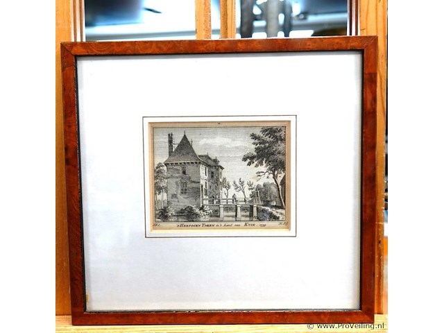 Antieke gravure de 's hertogen toren in het land van cuijk - afbeelding 2 van  5