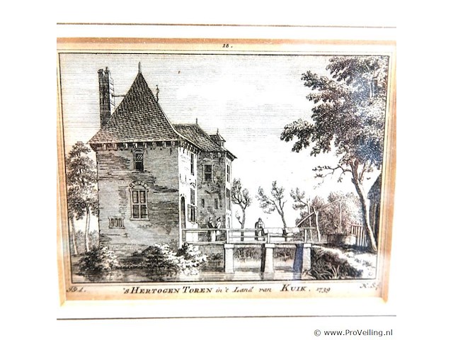 Antieke gravure de 's hertogen toren in het land van cuijk - afbeelding 3 van  5