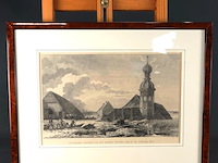 Antieke gravure gevaarlijke toestand van het kasteel van de ooij op 23 januari 1820 - afbeelding 1 van  5