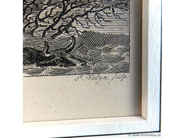 Antieke gravure gevaarlijke toestand van het kasteel van de ooij op 23 januari 1820 - afbeelding 4 van  5