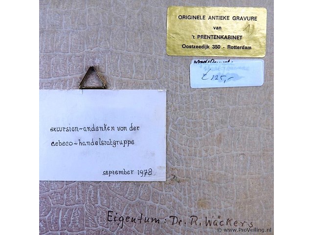 Antieke gravure het stadhuis van rotterdam - afbeelding 5 van  5