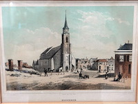 Antieke gravure scheveningen - afbeelding 3 van  5