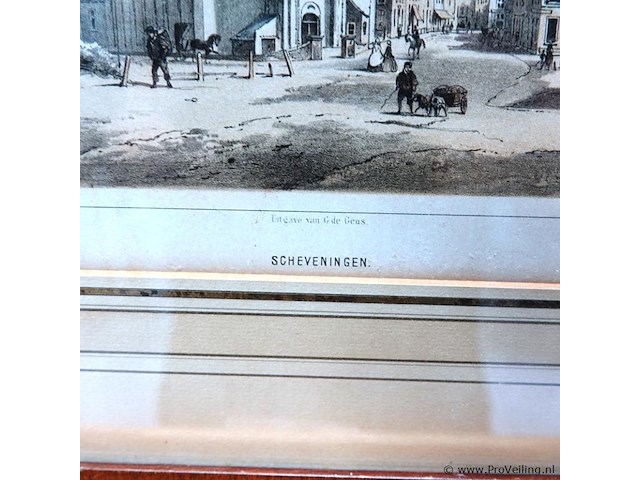 Antieke gravure scheveningen - afbeelding 4 van  5