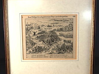 Antieke gravure. slag op de mokerheide