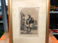 Antieke handgekleurde lithografie "le petit colporteur" van rond 1840 - afbeelding 1 van  5