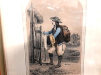 Antieke handgekleurde lithografie "le petit colporteur" van rond 1840 - afbeelding 2 van  5