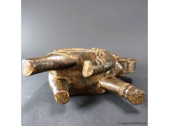 Antieke hout met koperen beklede olifant - afbeelding 6 van  10