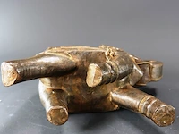 Antieke hout met koperen beklede olifant - afbeelding 6 van  10